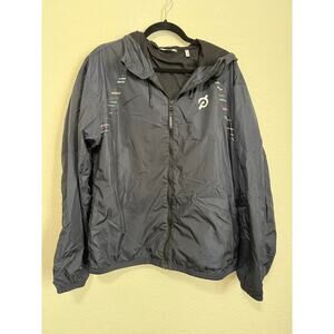 Peloton Windbreaker Jacket Men’s Large Black Full Zip‎ Hooded Lightweig